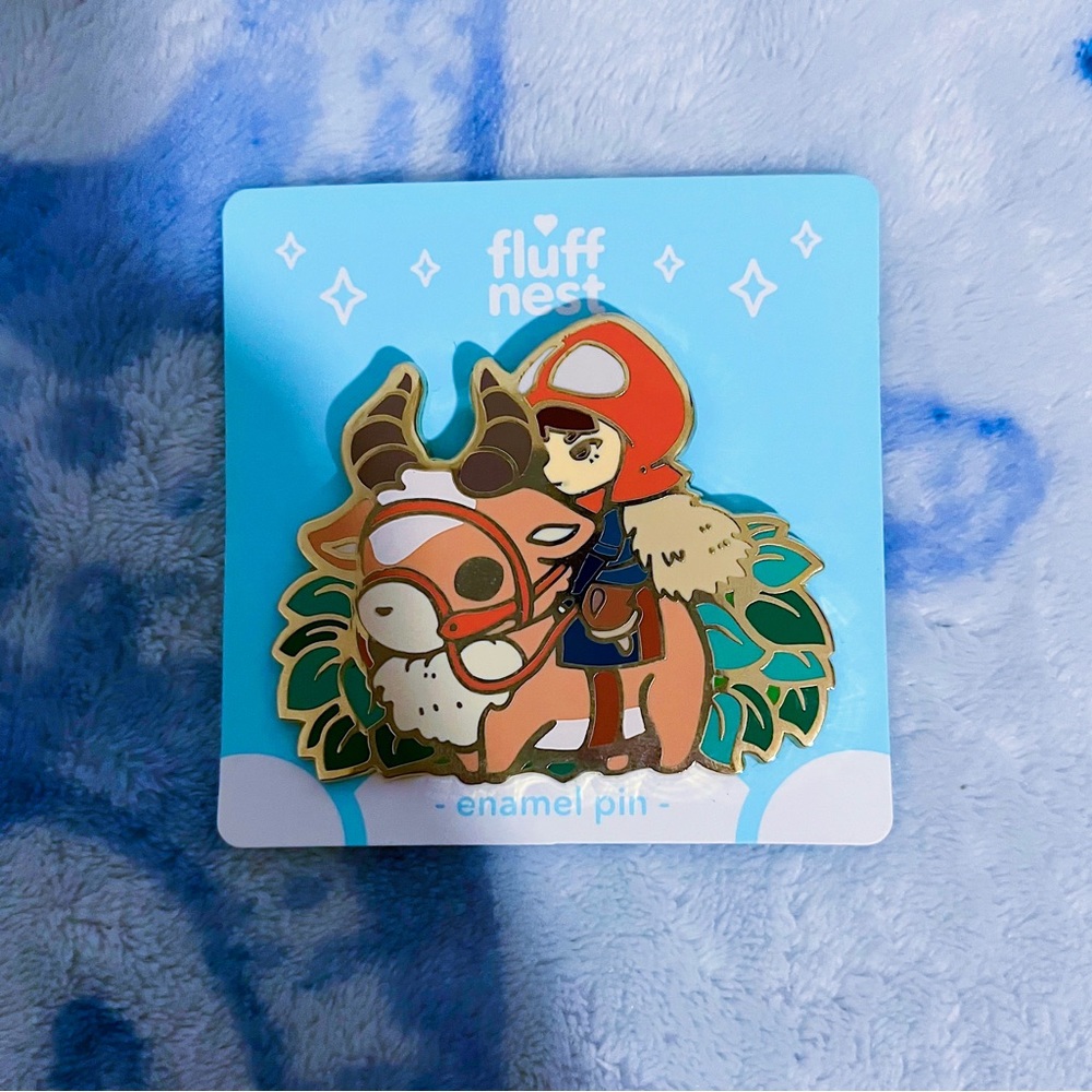 NWT 🐺🌳 Fluffnest Studio Ghibli Princess Mononoke San & Ashitaka Enamel Pins - Picture 4 of 6